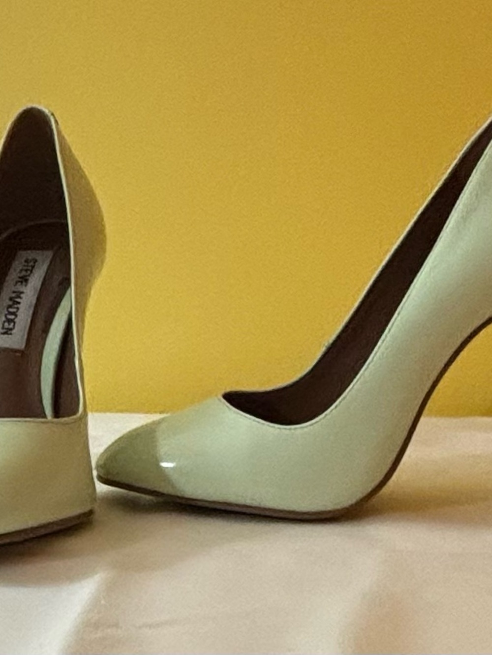 Steve Madden Mint Green Patent Pointed-Toe Pumps